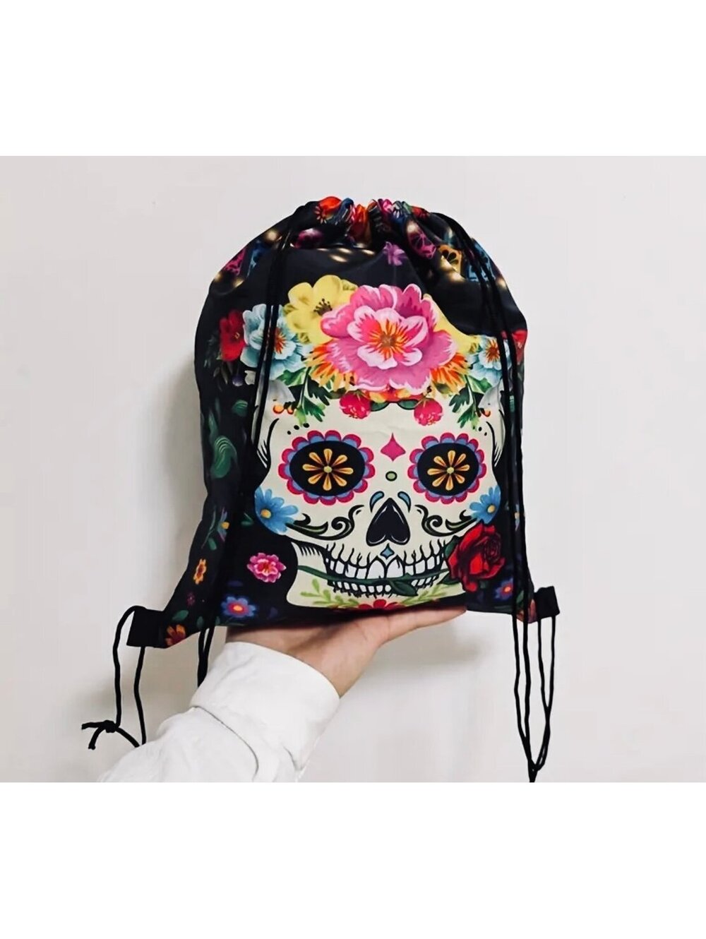 New - Vibrant Skull Drawstring Backpack